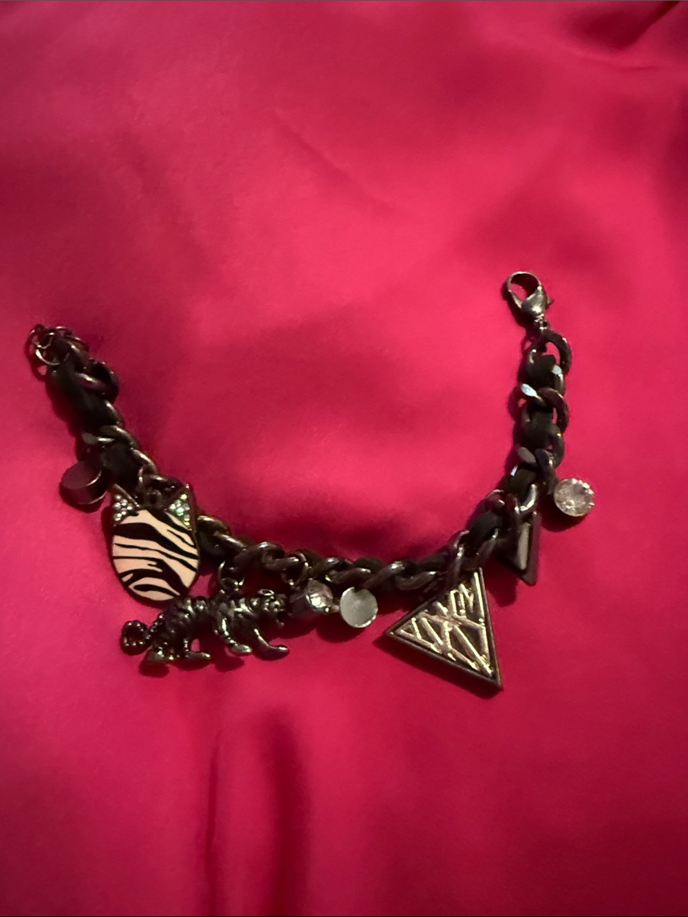 Katy Perry kitty Charm Bracelet - Black and Silver